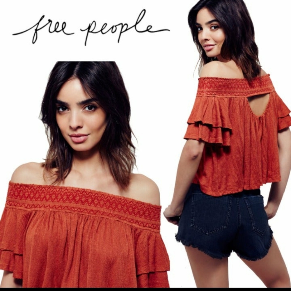 Free People Santorini Off Shoulder  Cropped Top Size S